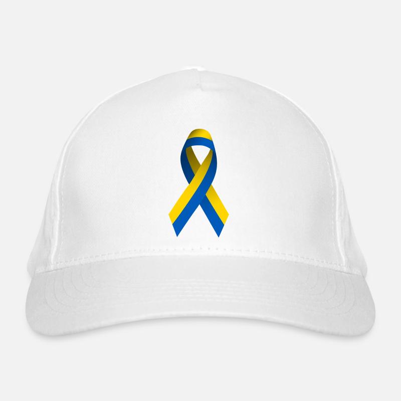Schleife Ukraine - Bio-Baseballkappe - Weiß