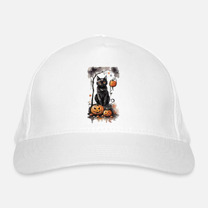 Halloween Witch Cat and Pumpkins Lover Design Organic Baseball Cap