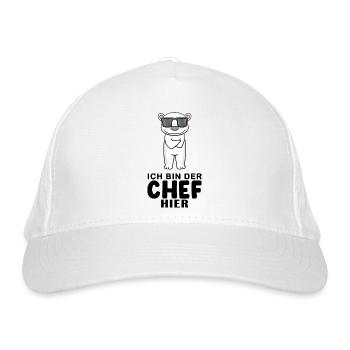 Chef Spruch mit Eisbär Motiv - Bio-Baseballkappe - Weiß - Vorne