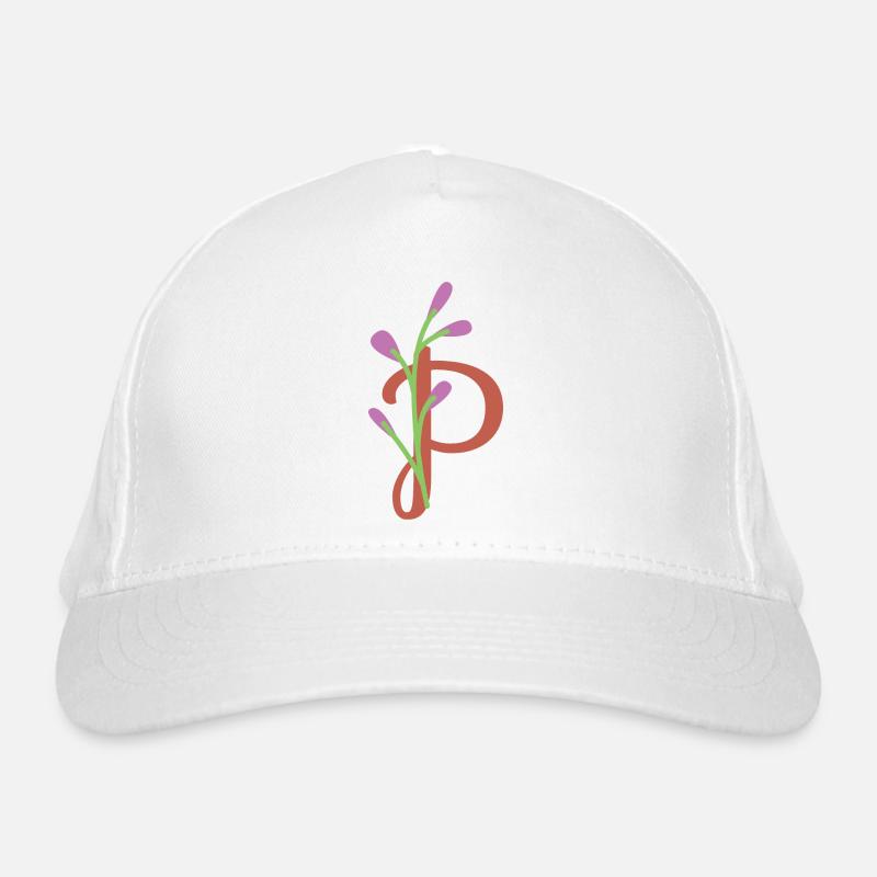 Eleganter Buchstabe 'P' mit Blumen Bio-Baseballkappe