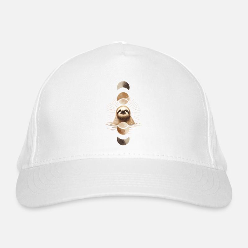 Sloth with Moon Phases Boho Design Organic Baseball Cap