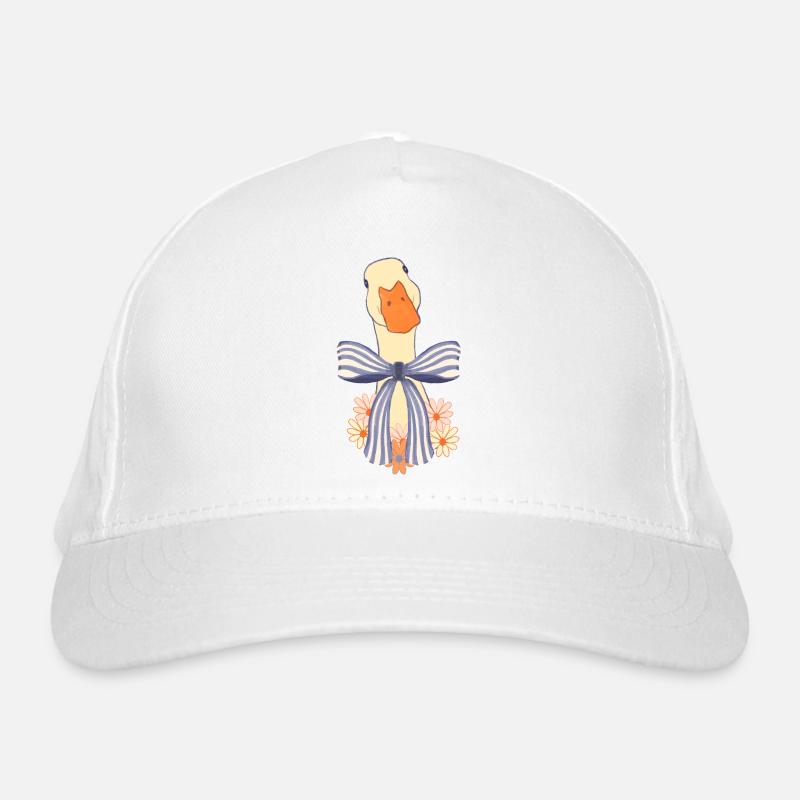 Pastel goose with bow and flowers Organic Baseball Cap