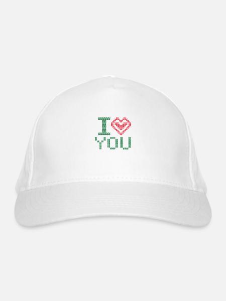 i love you with heart - Bio-Baseballkappe - Weiß - Vorne