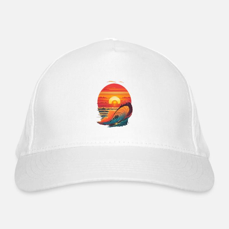 retro sunset and waves Casquette classique bio