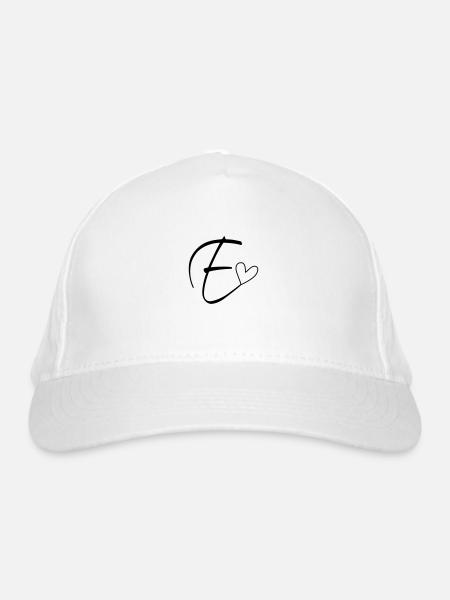 Buchstabe E Buchstabe-E Kalligrafie - Bio-Baseballkappe - Weiß - Vorne