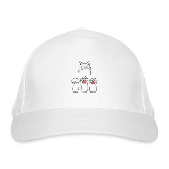 Verwirrte Katze Stein Papier Schere - Bio-Baseballkappe - Weiß - Vorne