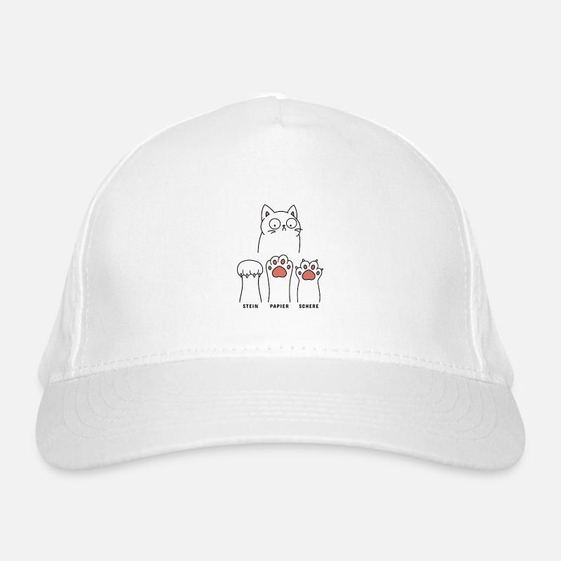 Verwirrte Katze Stein Papier Schere Bio-Baseballkappe
