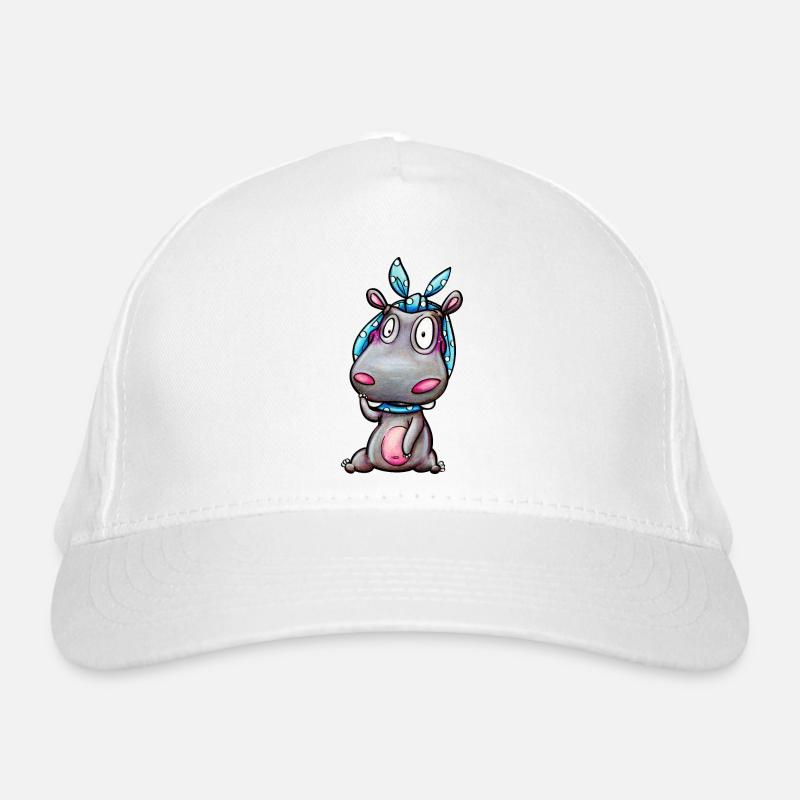 hippo with kerchief - Bio-Baseballkappe - Weiß