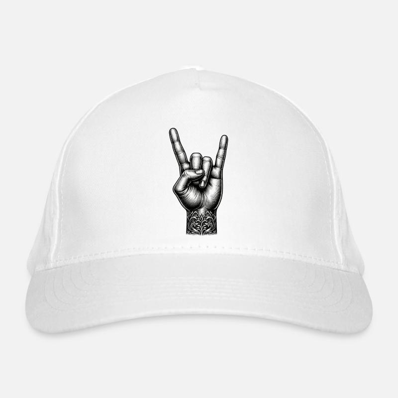 Rock on Hand avec des cornes de diable Casquette classique bio