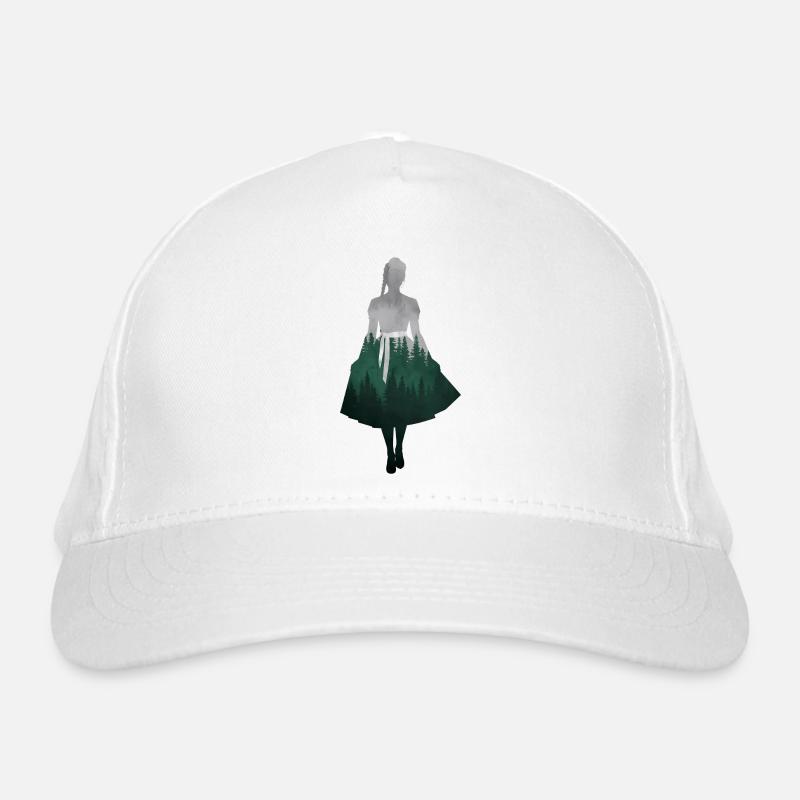Dirndl Silhouette with Forest – Alpine Style Elegant Organic Baseball Cap