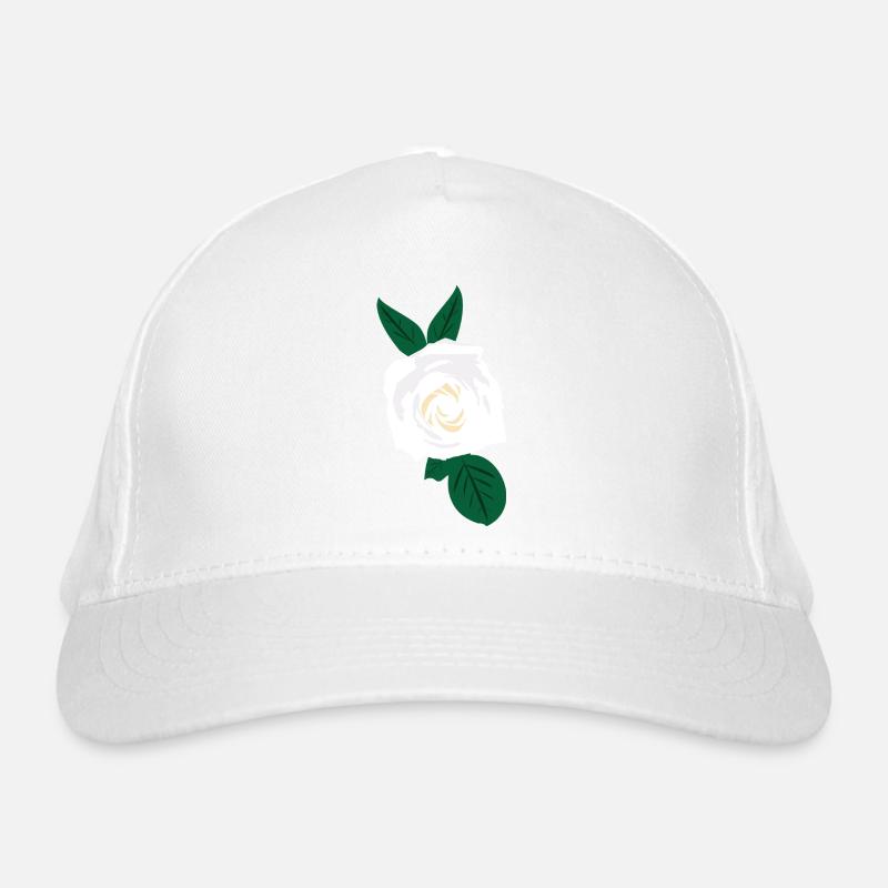 Rose blanche à feuilles vertes Casquette classique bio
