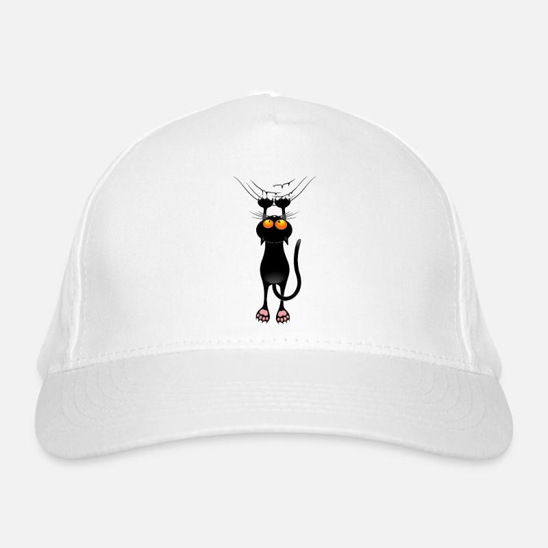 Lustiges Katzen-Meme hängt an einem Stoffvorhang Bio-Baseballkappe