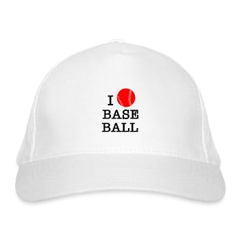 I love baseball - Organic Baseball Cap - white - Front