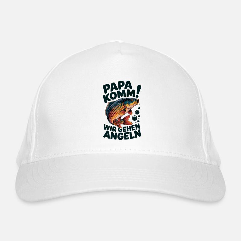 Papa komm wir gehen Angeln! Springender Karpfen Bio-Baseballkappe