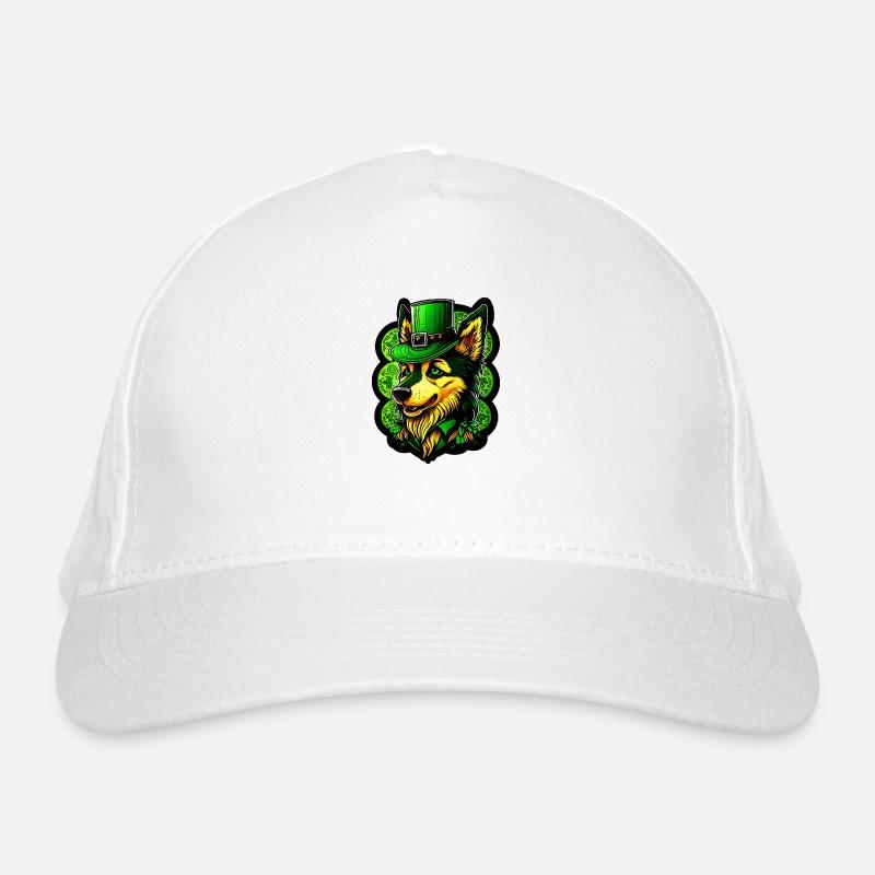 Knuddeliger Wolf St. Patrick's Day Hut mit grünen Bio-Baseballkappe