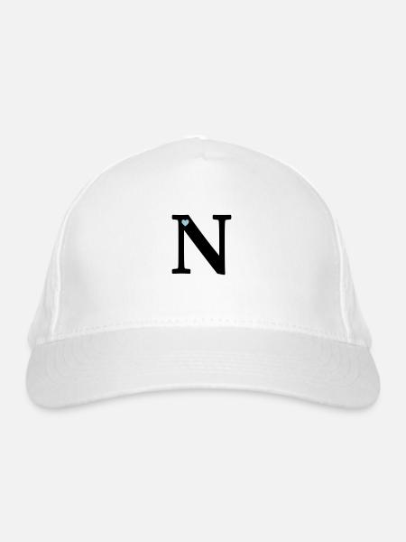 Buchstabe N Anfangsbuchstabe - Bio-Baseballkappe - Weiß - Vorne