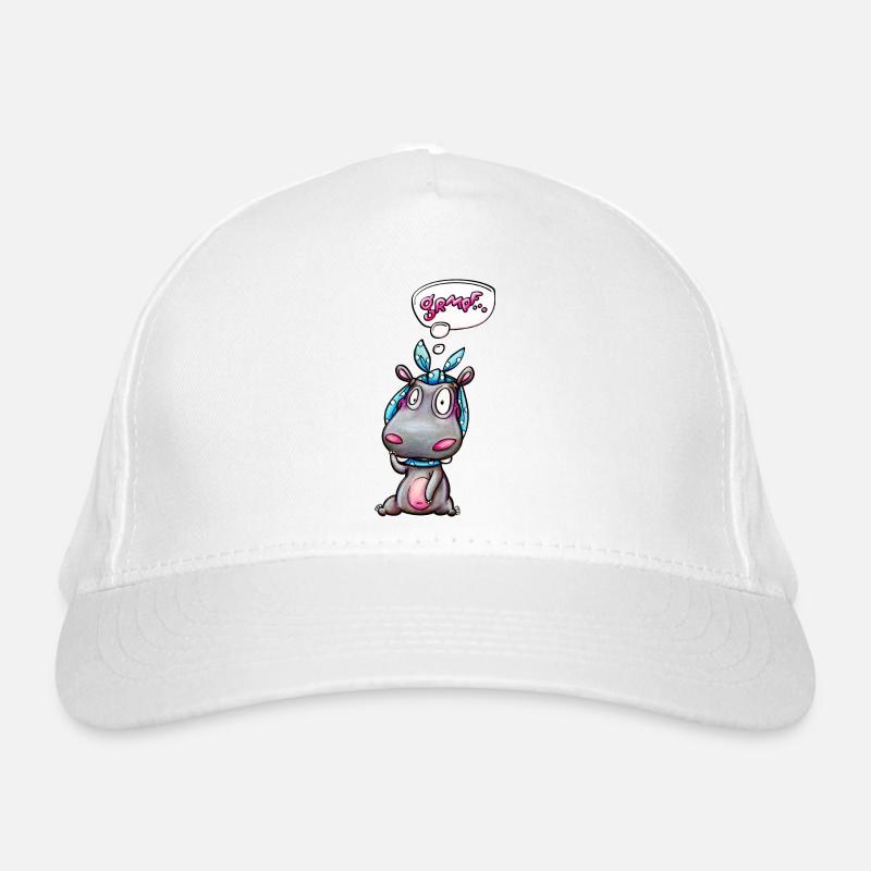 hippo with quote - Bio-Baseballkappe - Weiß