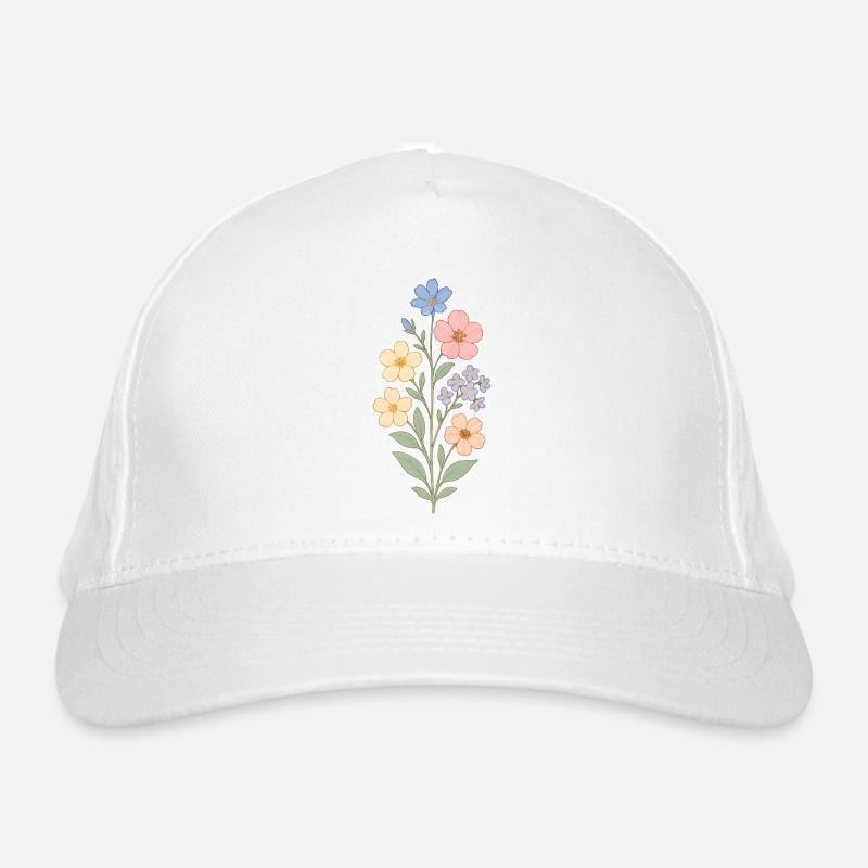 Bouquet aquarelle fleurs pastel Casquette classique bio