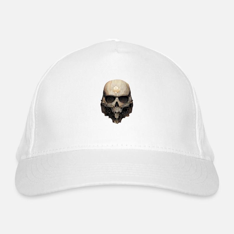 Totenkopf aus Holz Bio-Baseballkappe