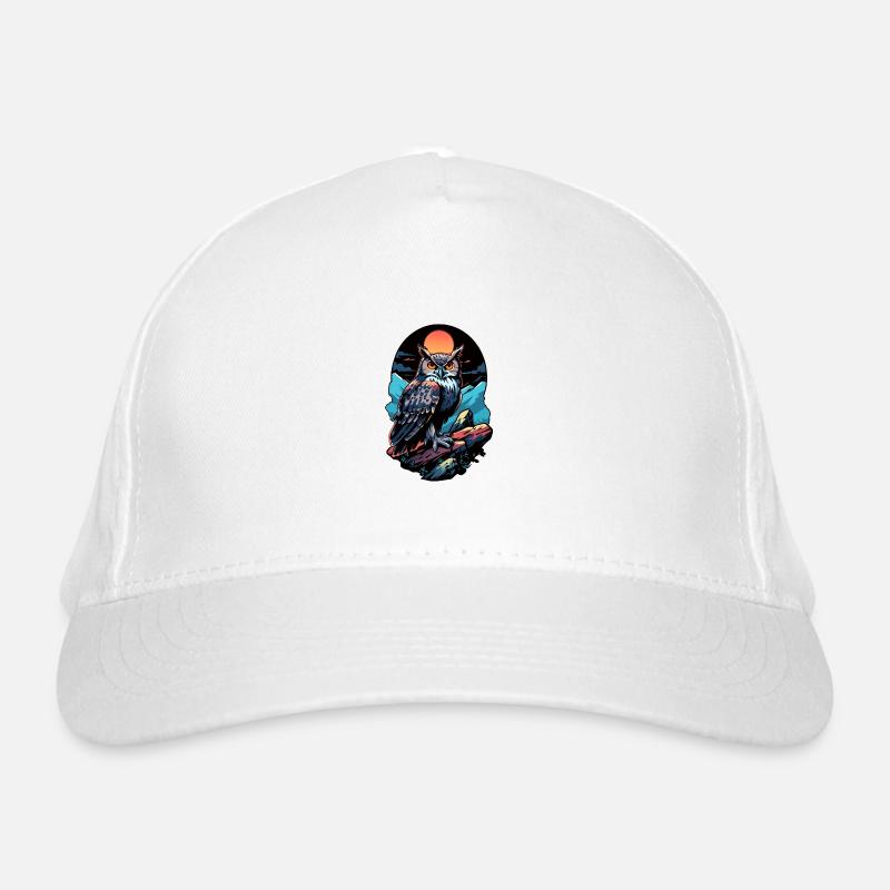 Great owl eagle owl by moonlight Organic Baseball Cap
