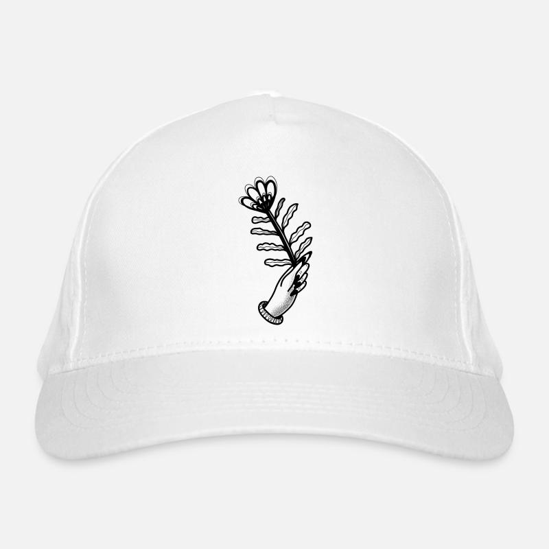 Handgezeichnete Hand mit Blumen Bio-Baseballkappe
