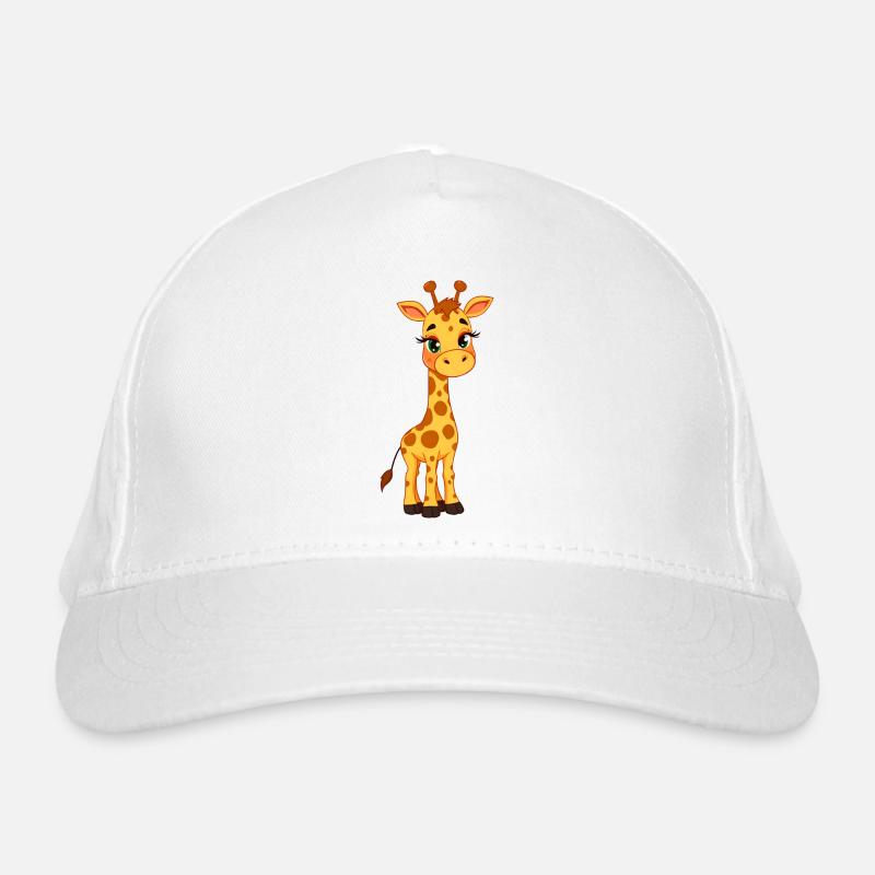 Giraffe: Yellow & Black Spots, Green Eyes Organic Baseball Cap
