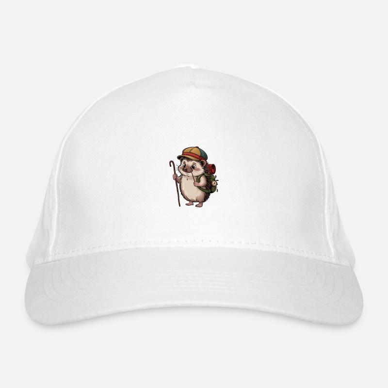 Hedgehog with backpack on the move Organic Baseball Cap