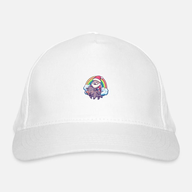 Schwein Weihnachtsmann Regenbogen Wildschwein Bio-Baseballkappe