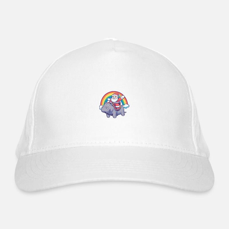 Nilpferd Weihnachtsmann Regenbogen Bio-Baseballkappe