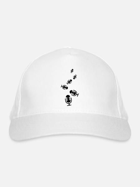 Mikrofon Symbol - Bio-Baseballkappe - Weiß - Vorne