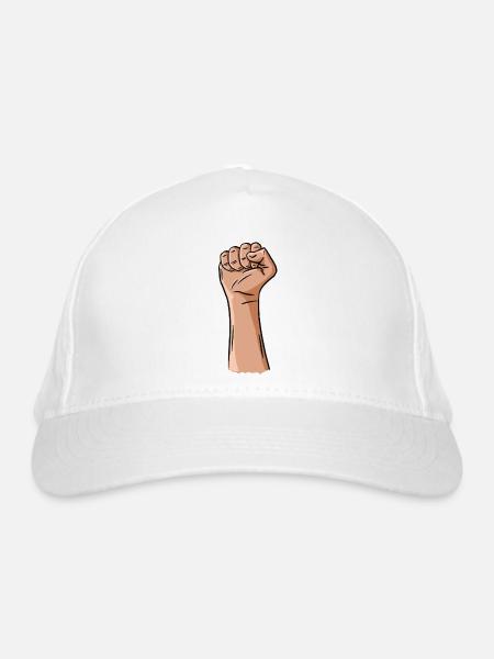 Hand mit geballter Faust - Bio-Baseballkappe - Weiß