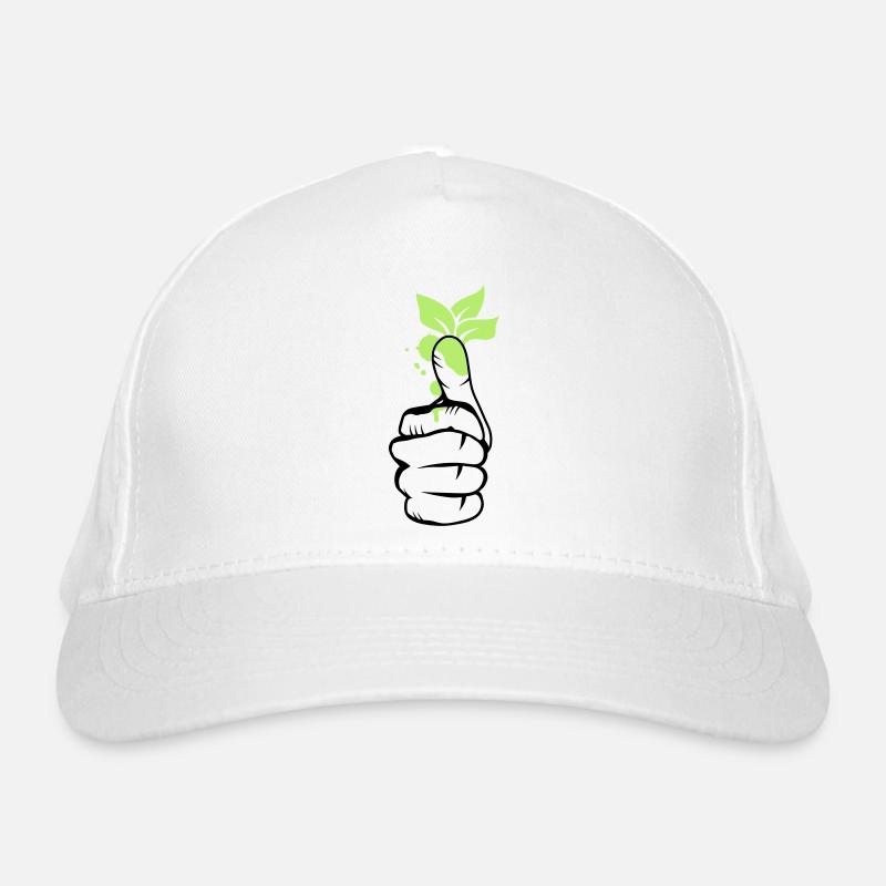 Une main avec des feuilles vertes sur le pouce Casquette classique bio