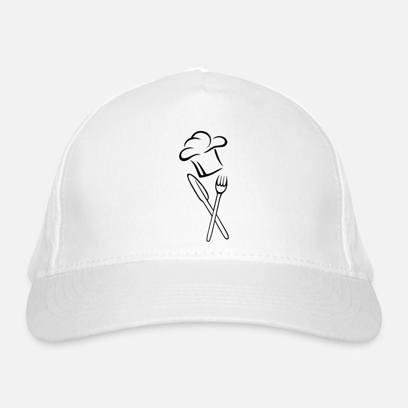 Cook, cooking hat with knife and fork. Organic Baseball Cap