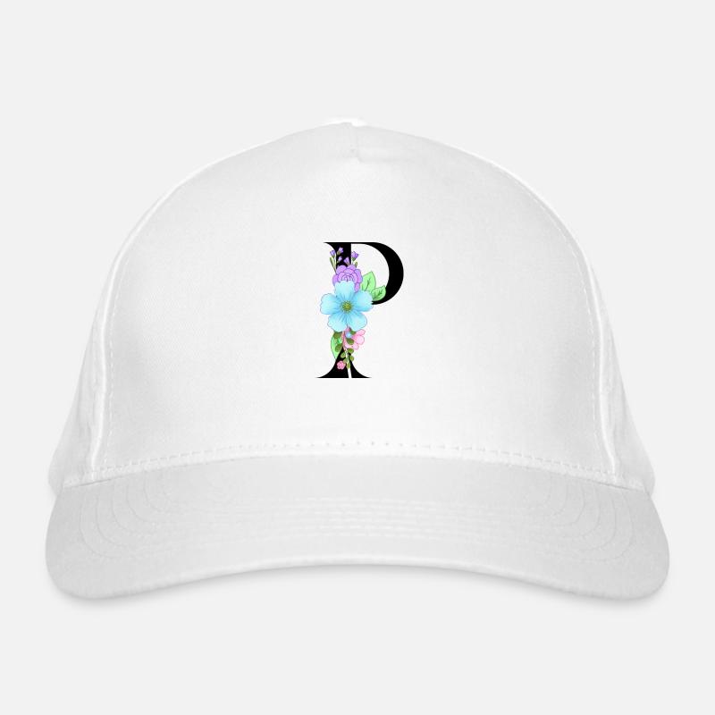 Eleganter Buchstabe 'P' mit Blumen Bio-Baseballkappe