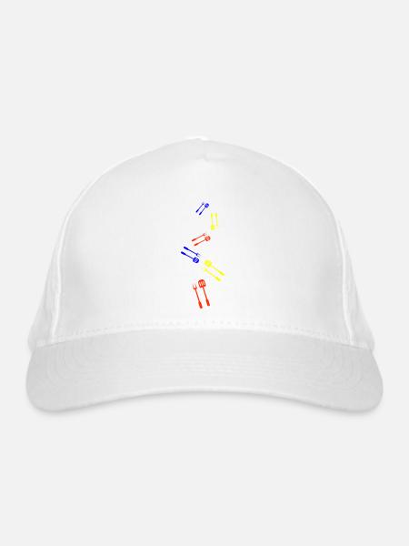Grillzange Grillen Symbol - Bio-Baseballkappe - Weiß