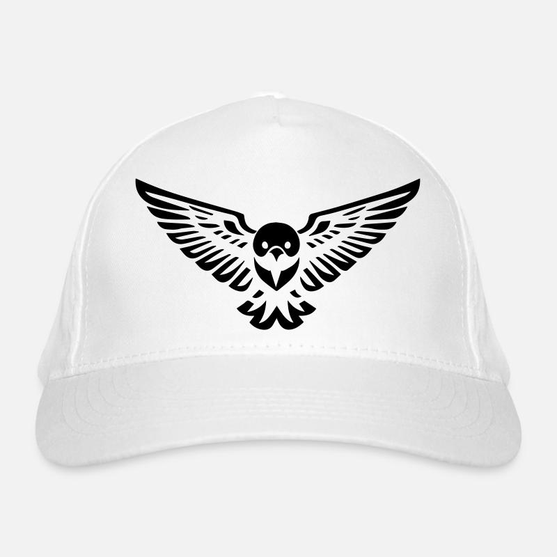 bird type owl or eagle flying in front - Organic Baseball Cap - white