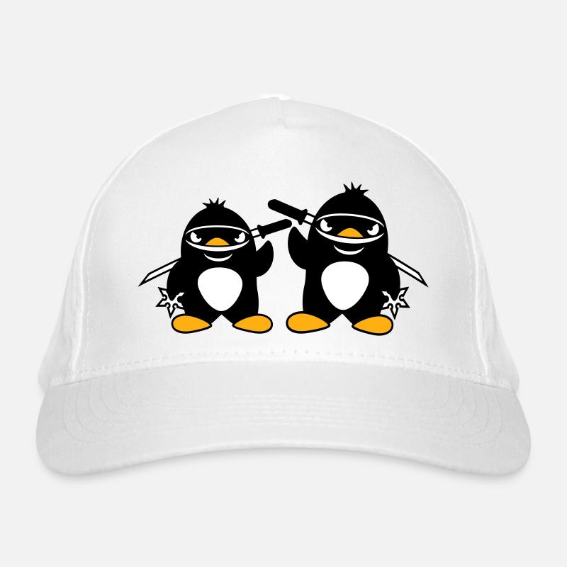 2 Penguins Ninja Samurai Japanese Katana Team Duo Organic Baseball Cap