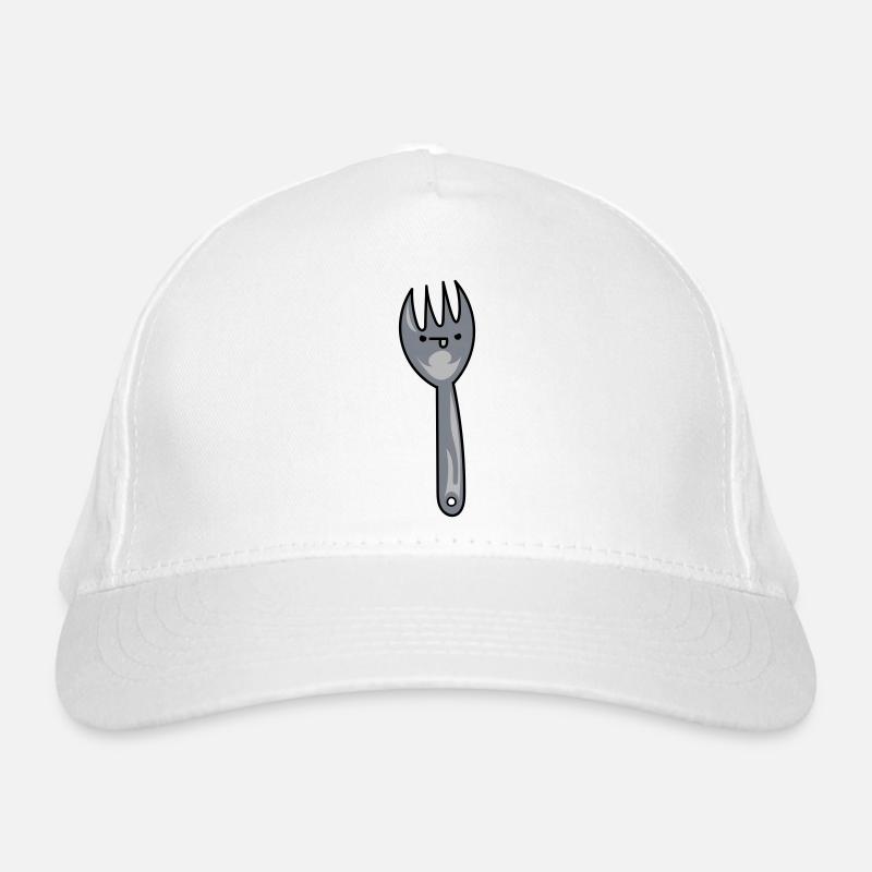 Funny cartoon spork with face Organic Baseball Cap