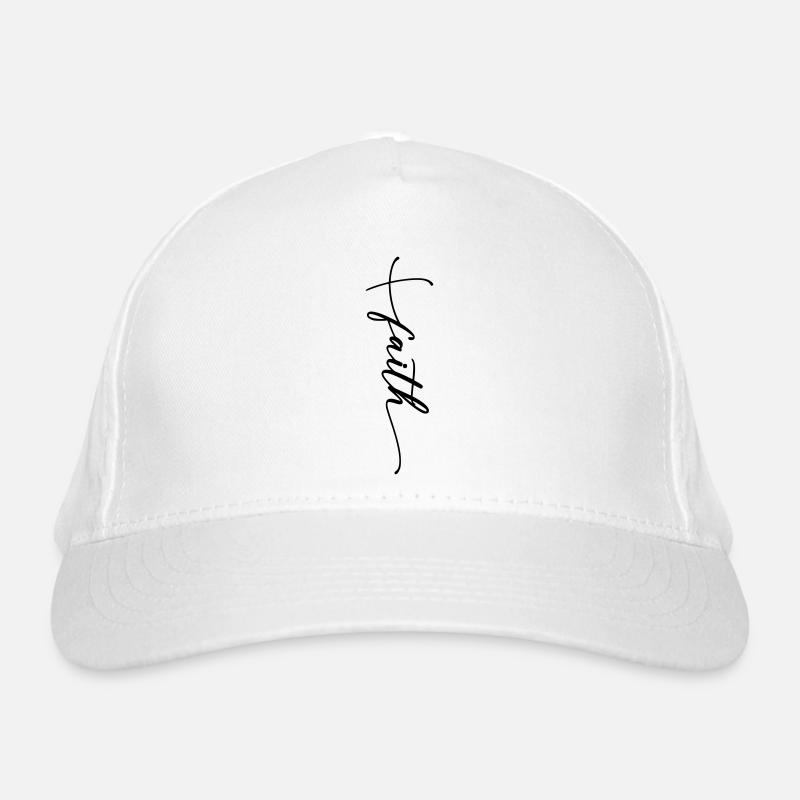 Faith Cross Cursive Organic Baseball Cap