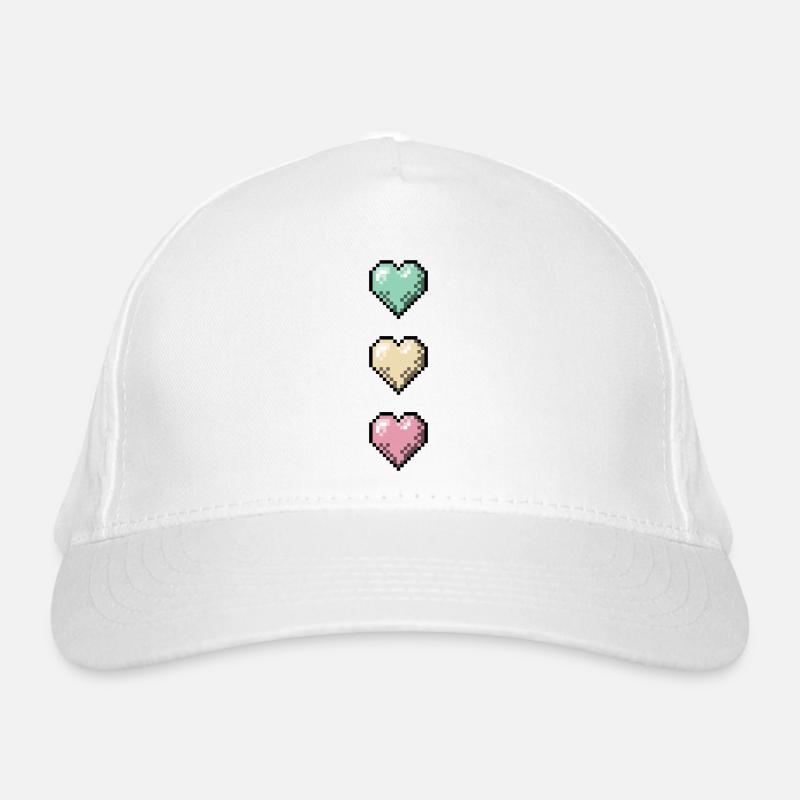 Pile de cœurs rétro en pixel art Casquette classique bio