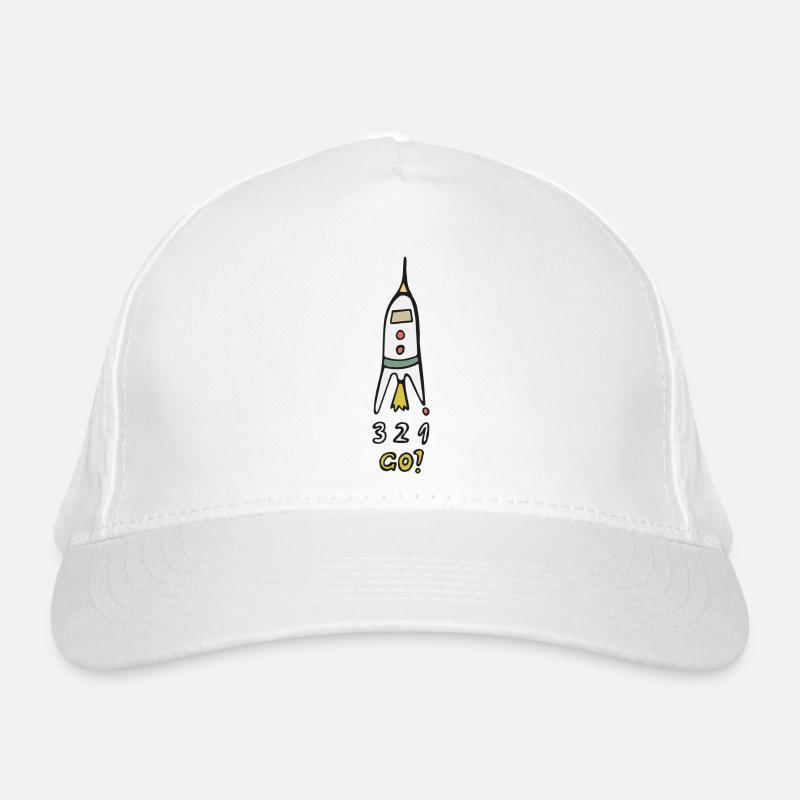 Space Rocket 3 2 1 Go! - Organic Baseball Cap - white