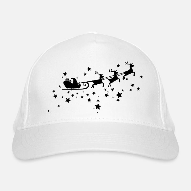 Christkind mit Schlitten am Sternenhimmel Bio-Baseballkappe