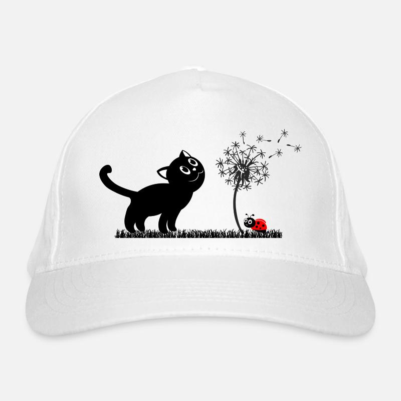 Spring design - cat, dandelion, ladybug Organic Baseball Cap