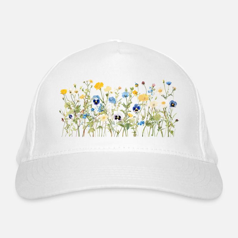Prairie de fleurs sauvages - Fleurs naturelles à l’aquarelle Casquette classique bio