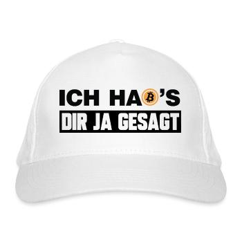Ich hab's dir ja gesagt lustige Bitcoin Sprüche - Bio-Baseballkappe - Weiß - Vorne