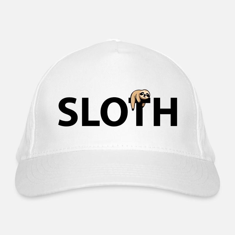 Sloth mit Schriftzug - Bio-Baseballkappe - Weiß