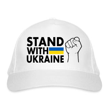 stand with ukraine - Bio-Baseballkappe - Weiß - Vorne