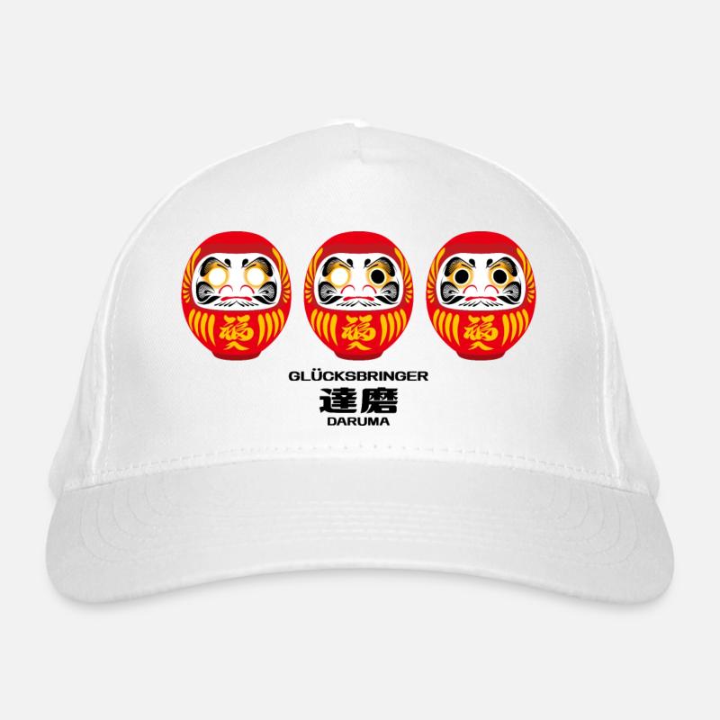 Daruma - Glücksbringer Bio-Baseballkappe