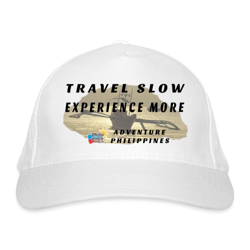Travel slow Logo für helle Kleidung - Bio-Baseballkappe