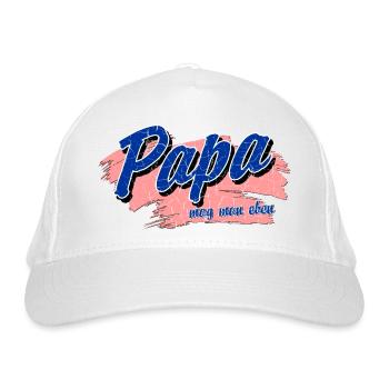 Vatertag - Papa mag man eben - Bio-Baseballkappe - Weiß - Vorne